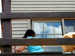 Hot MILF Sammi Starfish Flashes Pussy in Minidress - Outdoor Spy Cam