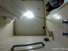 London Keyes showers off her hot body in a hotel room