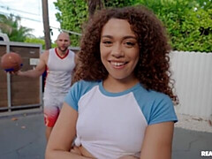 Grosser schwanz, Blasen, Braunhaarige, Schwarz, Interrassisch, Natürlichen titten, Jungendliche (18+), Titten