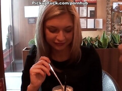 Blonde in stockings fucked in the toilet