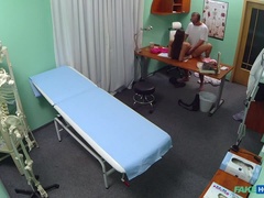 Amateur, Tromperie, Médecin, Doigter, Léchez, Bureau, Pov, Uniforme