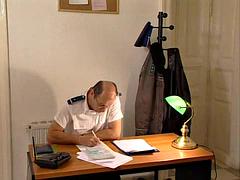 Michelle Wild and Adriana Russo - Group sex in office: Blowjob, Anal Brunette Porn