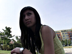 Sucer une bite, Brunette brune, De plein air, Chatte