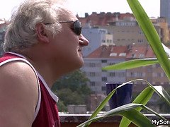 Busty pigtailed teen caught fucking with her bf's step dad