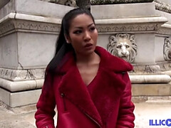 Sexy Thai girl Poopea double fucked in a club in Paris