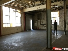 Americano, Tetas grandes, Negro, Estilo perrito, Corridas faciales, Al aire libre, Cabello corto, Tetas