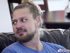 Busty Asian babe Mina Moon gets a little naughty so she seduces her roommate Logan Lucky and started an awesome sex with him.