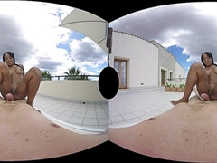 Summer outdoor POV VR hardcore with ebony Noemilk - Big black ass