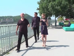 Blond, Seksspeelgoed, Dominatie, Vrouw, Klein, Openbaar, Ruw, Slaaf