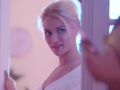 Rubia, Linda, Checa, Europeo, Novia, Pajear, Cabello corto, Hilo dental