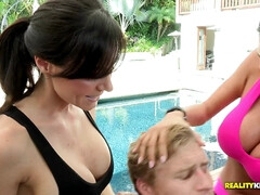 Kont, Kont, Grote mammen, Bruinharig, 1 man 2 vrouwen, Latijnse vrouw, Doordringend, Kut duiken