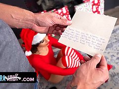 Naughty Little Elf Babe Sneaks Into Huge Studs House