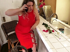 Curvy MILF cheats on hubby with lucky stepson