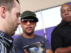 Blonde woman seduced a handsome, black guy