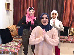 nubile reality very first time Hot arab girls try four-way