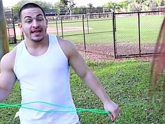 a guy picks up a fitness chick aubrey rose in a park and fucks her sweaty pussy