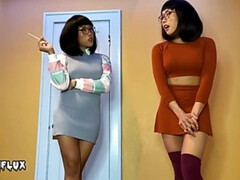 Nerdy Japanese women, Velma and Dr. Fujita are posing and taunting in front of the camera