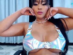 Afro Latina mom back at it - Big fake tits in bikini