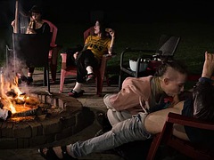 Campfire blowjob with smores and harp music