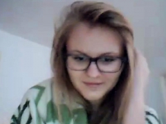 Blonde Teen With Glasses Shows Off On Webcam