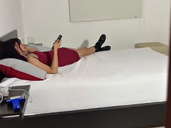 Latina in red dress gets fucked hard on the bed