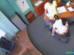 Leie, Blasen, Lecken, Büro, Im freien, Muschi, Uniform, Spanner