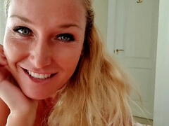 Blondine, Blasen, Verrückt, Spermaladung, Schwanz, Milf, Mutti, Muschi