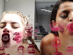 Lesbian kisses hot fetish video