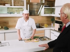 In den arsch, Betrug, Europäisch, Hardcore, Hd, Küche, Strümpfe, Tätowierung