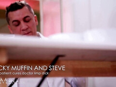 Steve Q's massive dick makes Micky Muffin's big tits bounce as she takes it deep in her throat and pussy