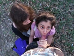 Having fun with 2 stranger teens that come back from school POV PUBLIC SEX!