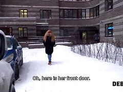 18 jaar, Pijpbeurt, Aangekleed, Hd, Spijkerbroeken, Roodharige vrouw, Ruw, Russisch