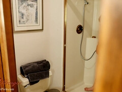 デカパイ, ブロンド, フェラチオ, チン, 自家製, オナニー, ハメ撮り, シャワー