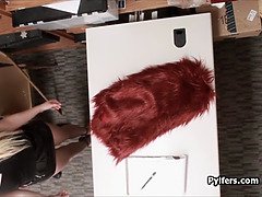 Leie, Blondine, Blasen, Geschnappt, Büro, Realität, Schreiend, Jungendliche (18+)