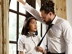 Good-looking brunette Yumi Sin feels a long penis deep in her wet pussy