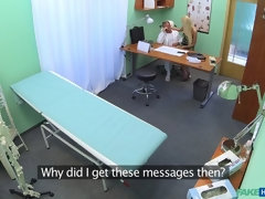 Sexy suspicious doctors wife has hot sex with him in his office