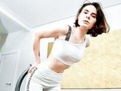 Cute brown-haired chick Darcy Dark stimulates her accurate crack