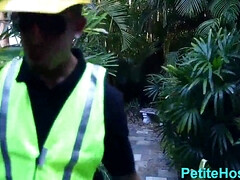 Amateur, Amarrada, Estilo perrito, Al aire libre, Pequeña, Hijo, Adolescente, Atada
