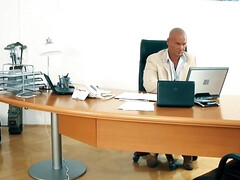 Grosser arsch, Spermaladung, Schwanz, Doppelpenetration, Europäisch, Hardcore, Büro, Titten