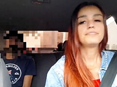 Pijpbeurt, Auto, Stel, Sperma shot, Hd, Naakt, Roodharige vrouw, Spuiten