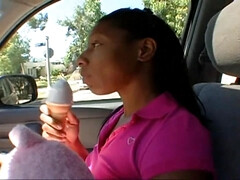 Ebony petite vixen radiates fiery charm in a daring POV intimate passionate play