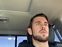 Leie, Auto, Schwul, Handjob, Masturbation, Muskel, Im freien, Öffentlich
