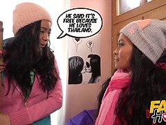 アジア人, フェラチオ, 指いじり, Hd, オマンコ, コキ, タイ, 三人