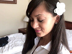 Asiatisch, Blasen, Besamung, Zierlich, Muschi, Strümpfe, Titten