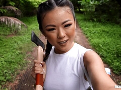 アジア人, お尻, デカチン, 茶髪の, チン, ハードコア, オマンコ, ティーン