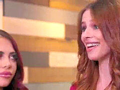 茶髪の, 指いじり, レズビアン, なめる, オマンコ, 赤毛, ティーン, 三人