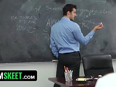 Hot Teen Babe In Mini Skirt Alexia Gold Gets Her Mouth Filled With Teachers Cum