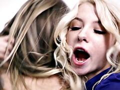 18 años, Dormitorio, Rubia, Mamada, Besar, Coño, Adolescente, Trio