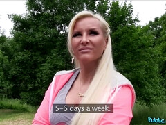 Amateur, Rubia, Mamada, Al aire libre, Tragarse