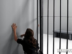 18, デカパイ, ボンデージ, バック, ピアス, ポリス, オマンコ, ヒモパン